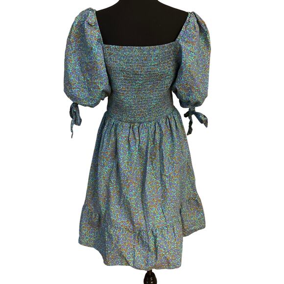 ODDY Women's Plus floral Smocked Balloon Sleeves dress 1x - Picture 4 of 7